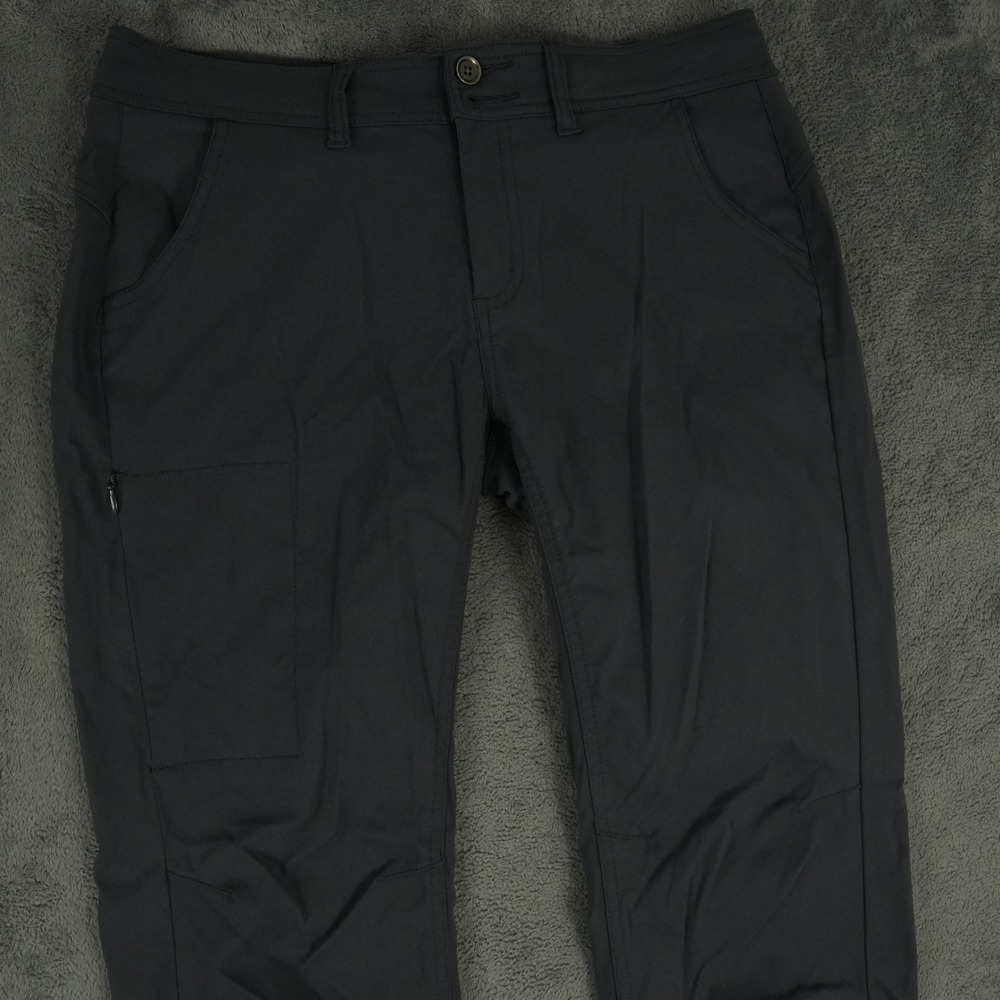 prAna Halle Straight Leg Pants Women 10 Gray Roll Tab Stretch Hiking Outdoor
